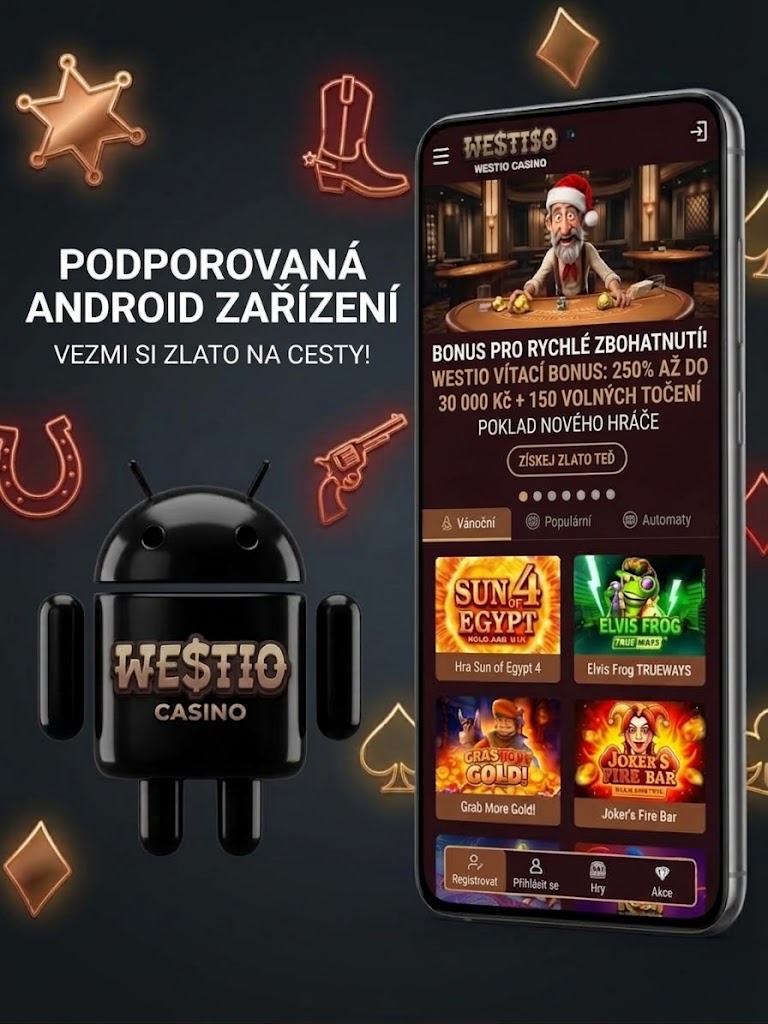 User interface of the Westia Casino app highlighting game selections and account features.